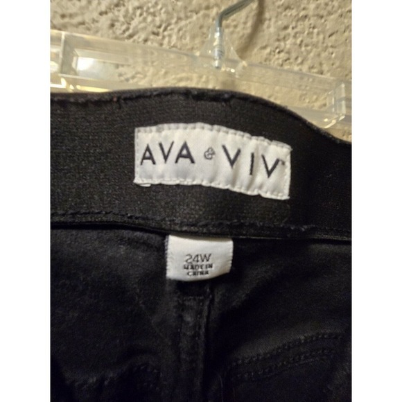 Ava & viv jeans size 24w plus women skinny black dark wash high rise denim - Picture 3 of 5